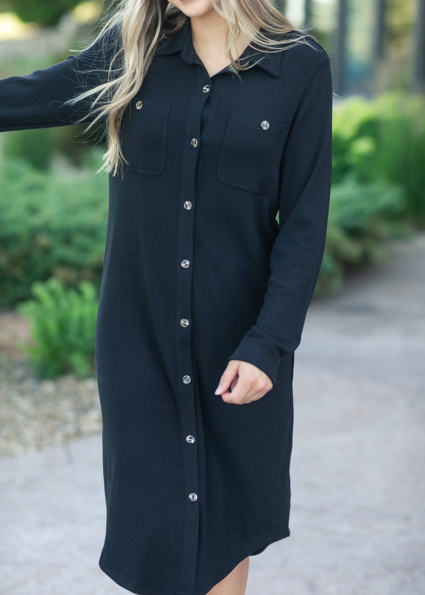 Teagan Black Ultra Soft Shirt Dress - FINAL SALE