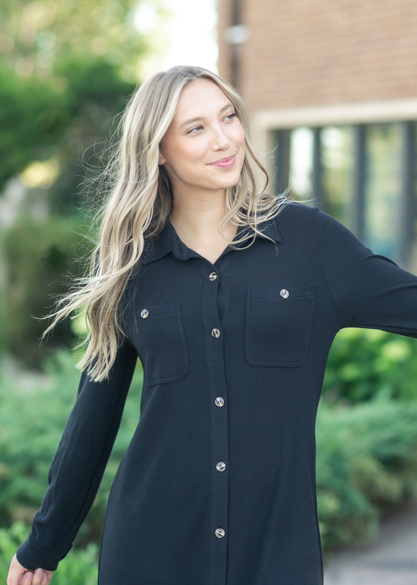 Teagan Black Ultra Soft Shirt Dress - FINAL SALE