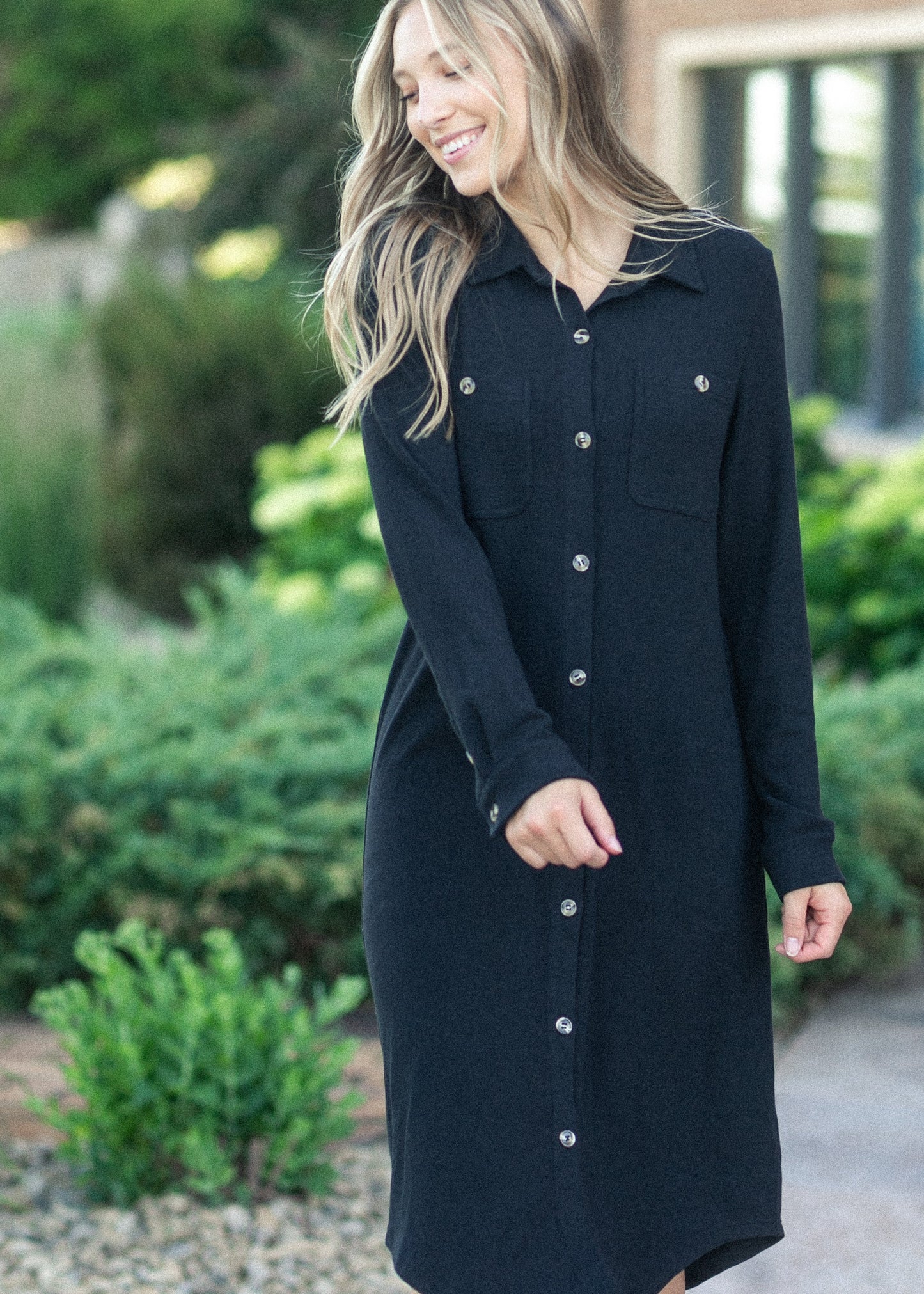 Teagan Black Ultra Soft Shirt Dress - FINAL SALE