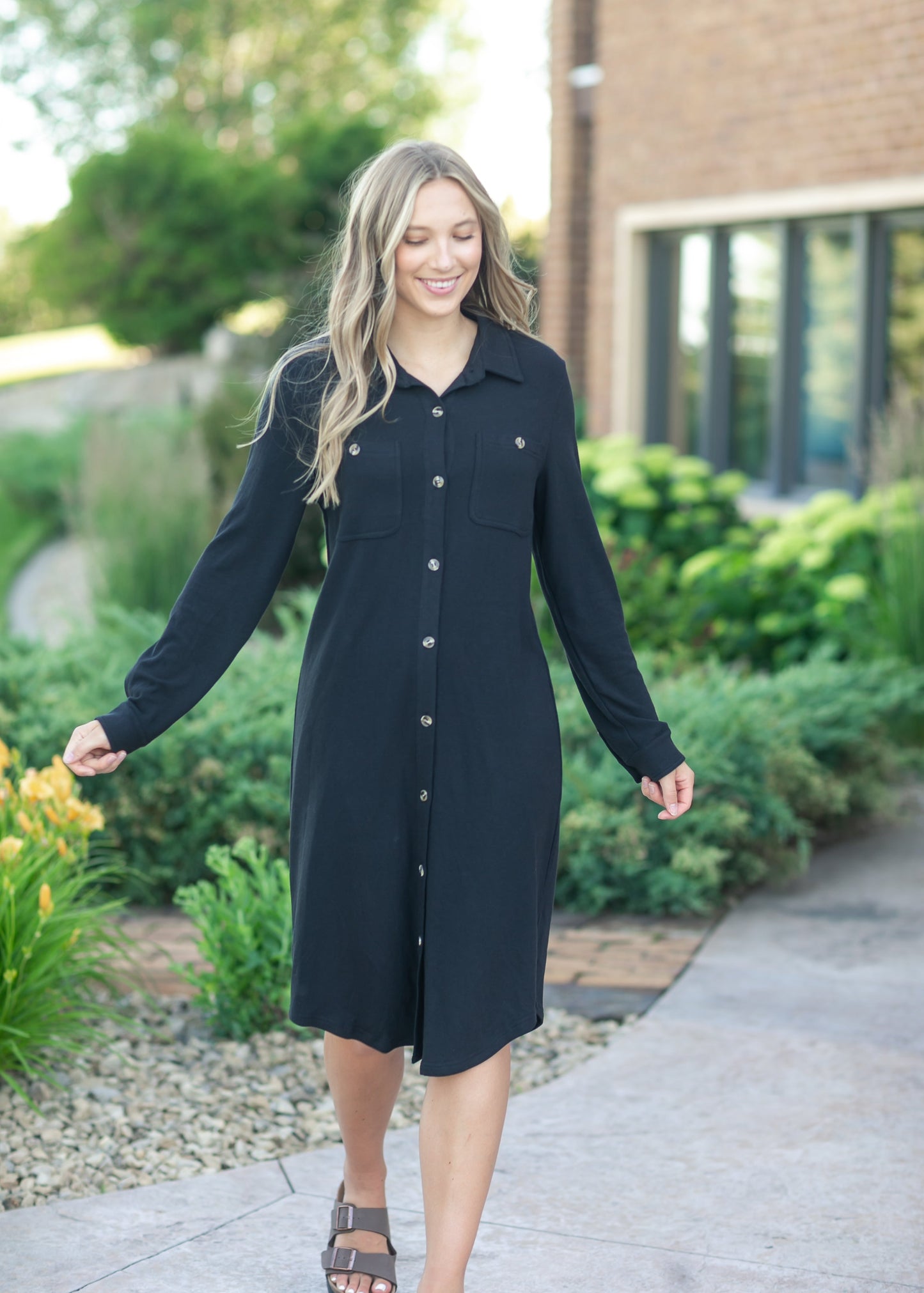 Teagan Black Ultra Soft Shirt Dress - FINAL SALE