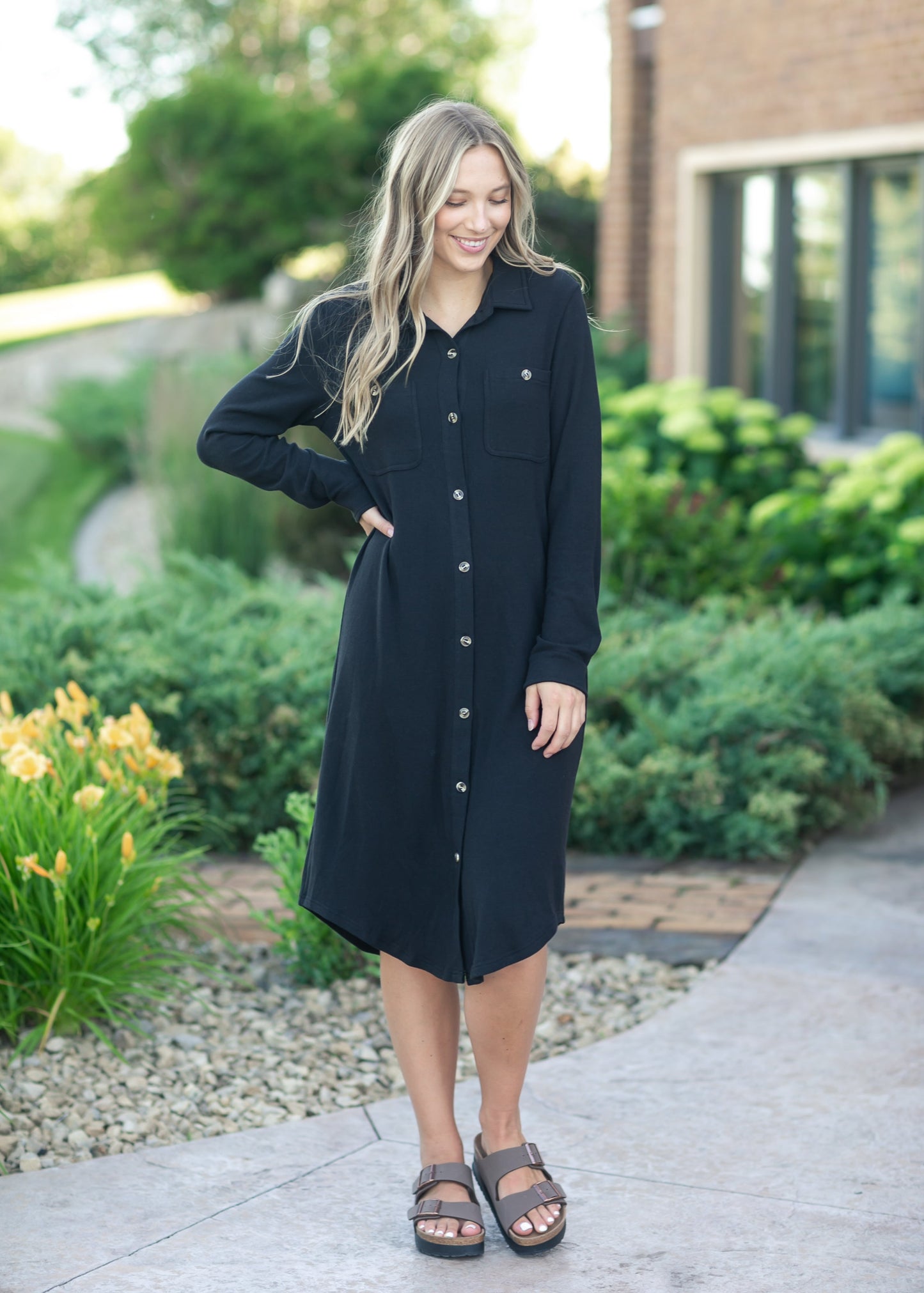 Teagan Black Ultra Soft Shirt Dress - FINAL SALE