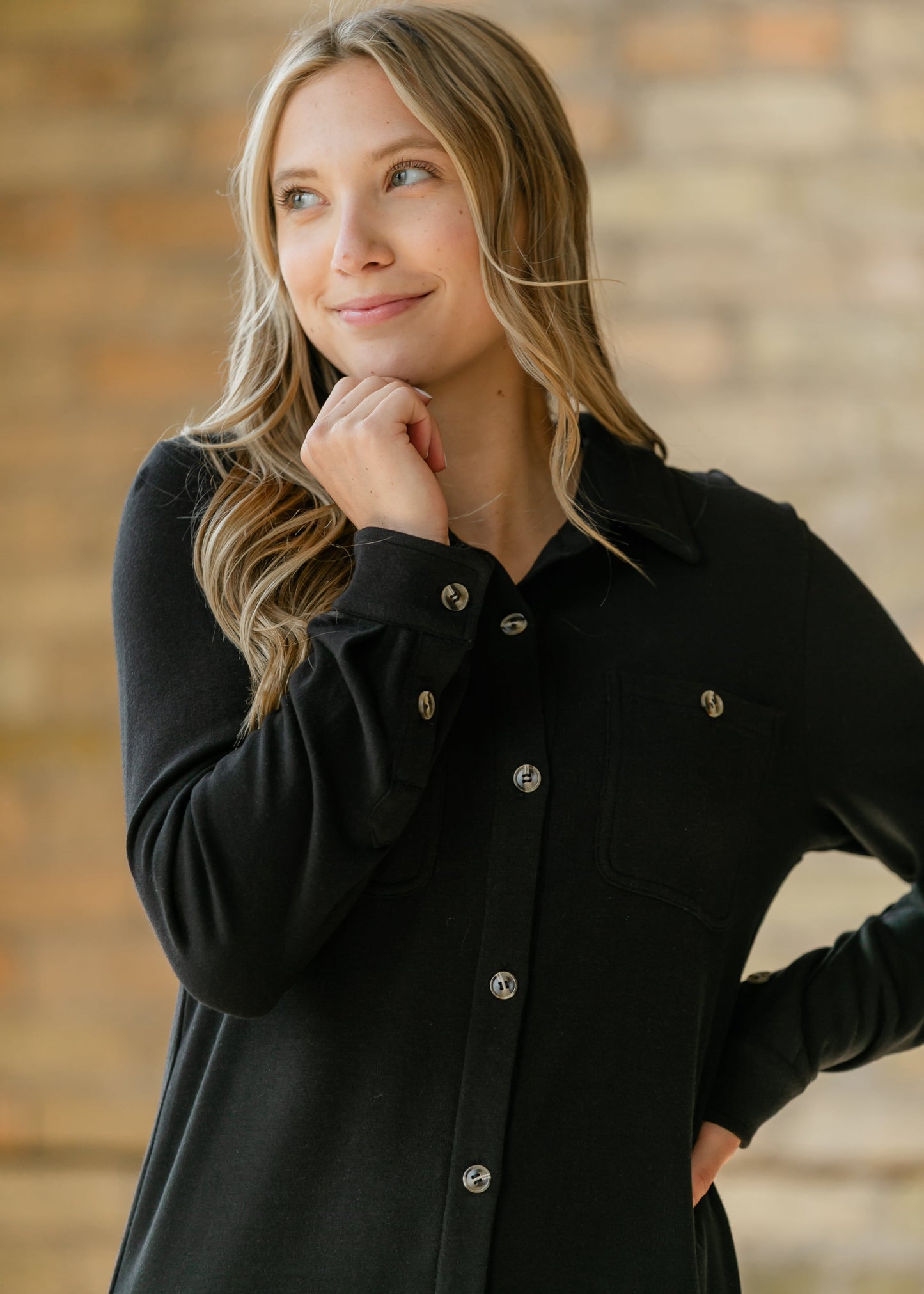 Teagan Black Ultra Soft Shirt Dress - FINAL SALE