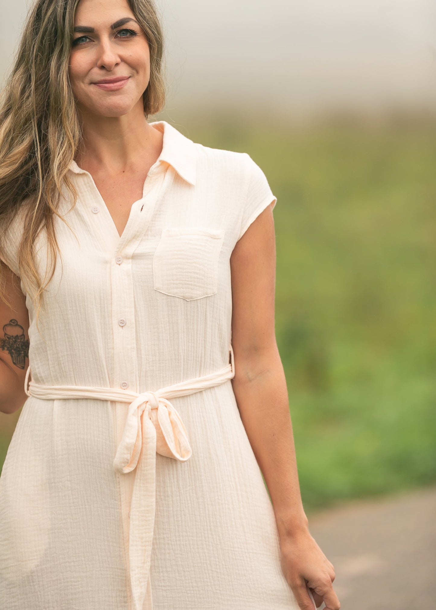 Willow Blush Pink Cotton Gauze Midi Dress