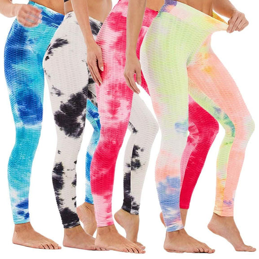 Women's Tie Dye High Waist Tummy Control Butt Lift Yoga Pants Workout Leggings